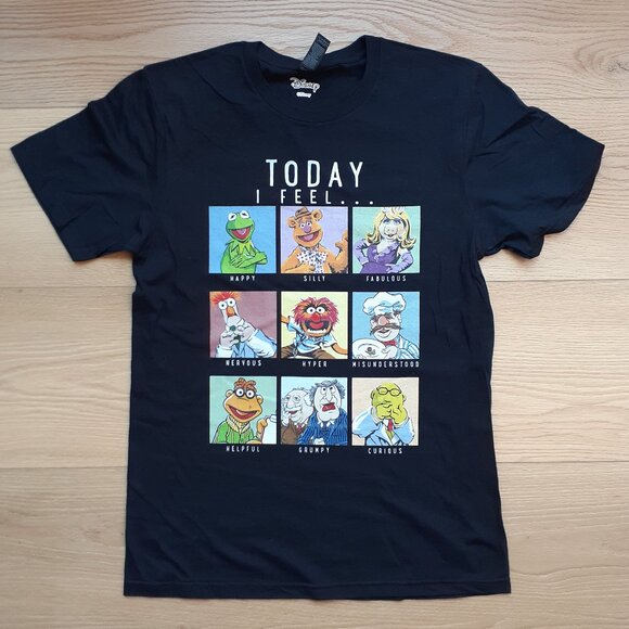 Muppets Mood Chart - Today I Feel . . . New Small Black T-Shirt - Picture 1 of 4